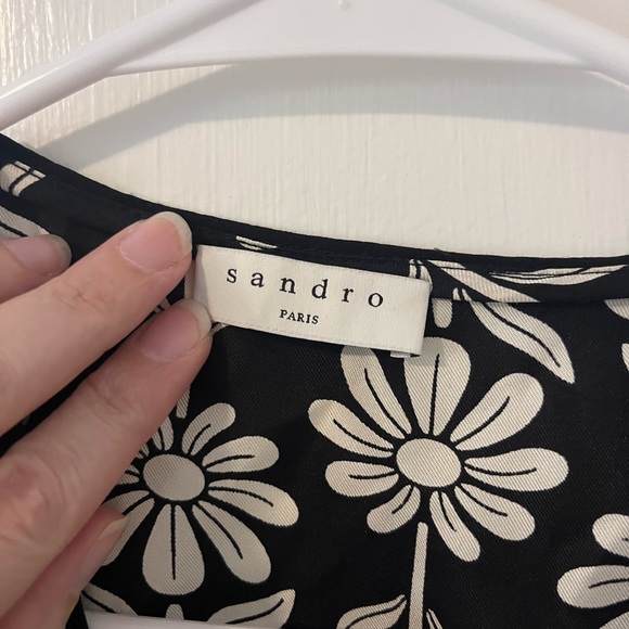 NWT Sandro Paris Illiana Floral Mini Dress Button Front Silk Size FR 40 US 8 - Picture 6 of 16